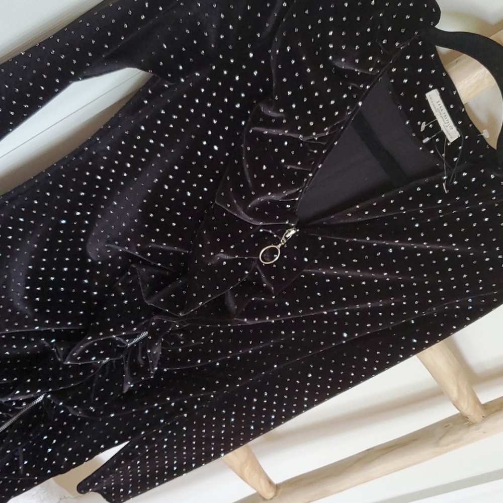 ZARA VELVET ZIP DRESS RUFFLE SPARKLE ✨ - Picture 10 of 13